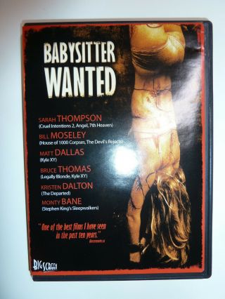 Babysitter Wanted Dvd Indie Horror Movie 2010 Sarah Thompson Bill Moseley Rare