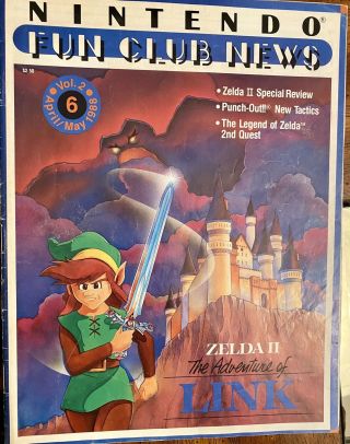 Nintendo Fan Club News Vol 2.  No.  6 April/may 1988 Zelda Rare