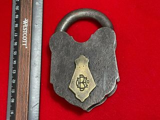 Rare Large Vintage / Antique Smokehouse Padlock Lock - No Key - Unique Keyway