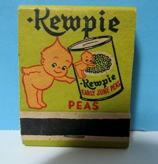 Rare Vtg.  Kewpie Match Book Advertising Early June Peas & Golden Corn - Unstruck