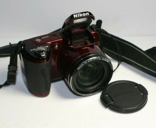 Nikon Coolpix L110 12.  1 Mp / 15x Optical Digital Camera Rare Red Great Cond