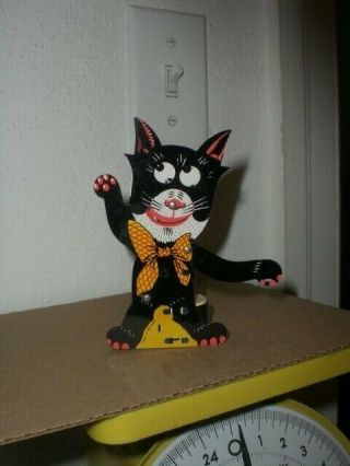 Rare German Tin Lithograph Krazy Kat /felix Squeaker Cool Toy Black Antique Cat