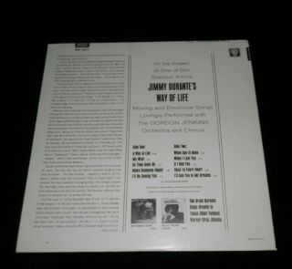 JIMMY DURANTE Way Of Life 1965 Warner Bros.  Records WS - 1577 Gordon Jenkins RARE 2