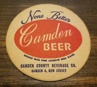 Vintage Camden Beer Coaster Camden County Nj Jersey None Better Rare