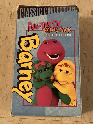 Barney (4 Prev.  Viewed Vhs) Boxed Set Fun - Tastic Value Pack Rare