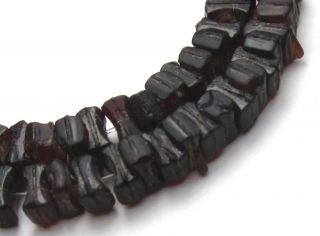 8 " Strand Of 76 Rare Small Old Translucent Dark Red Czech Antique Beads