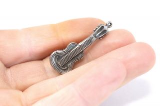 A Rare Antique Victorian Sterling Silver 925 Violin Musical Instrument Brooch