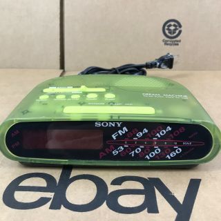 Rare Sony Dream Machine Icf - C295 Am/fm Clock Radio Alarm See - Through Green 4.  G1