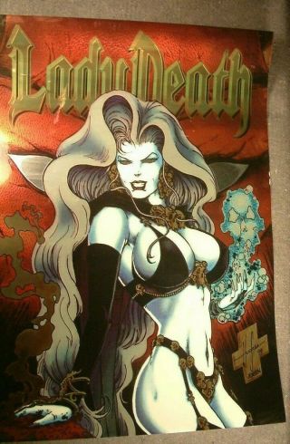 Lady Death Chromium Poster 19 " ×27 " Rare 1994 Chaos Comics : Gift