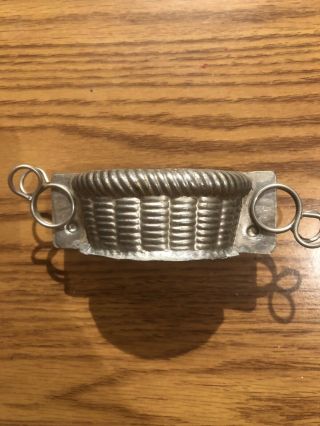 Rare Antique Vintage Metal Chocolate Mold - Small Easter Basket With Clips