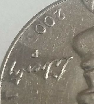 Very Rare Jefferson Nickel Error Coin.  No 5 Stamp On 2005 Date.  Error