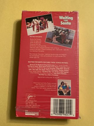 Barney & The Backyard Gang Waiting for Santa Preschool Sing - Along VHS Tape rare 3