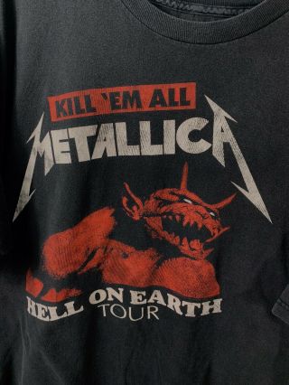 Vintage Rare Kill Em All Metallica Hell On Earth Tour T - Shirt Black Cotton Adult