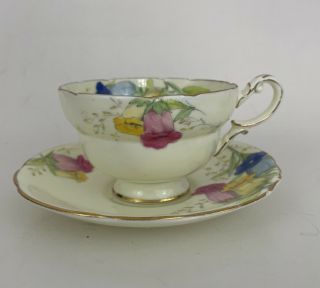 Star Paragon Vtg Rare Canterbury Bell Floral Gold Rim Tea Cup Saucer