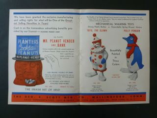 Vtg RARE 1950 Dealer Ad - Planters Mr.  Peanut Vender Bank 1950’s G.  Scott Mfg CT 2