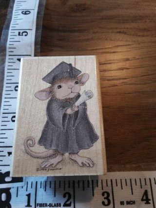 House mouse,  the graduate,  stampabilities,  B716,  RARE,  rubber,  wood 2