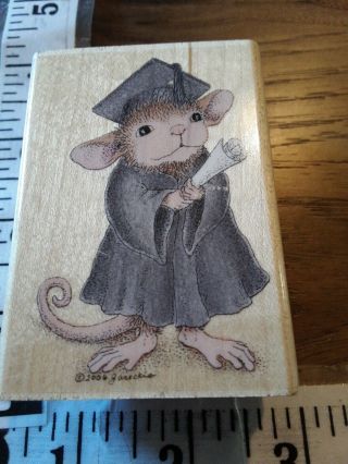 House mouse,  the graduate,  stampabilities,  B716,  RARE,  rubber,  wood 3