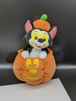 Disney Parks Pinocchio Figaro Cat In Pumpkin Plush Halloween Rare