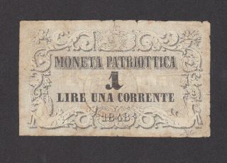 1 Lira Fine Banknote From Venice/italy 1848 Pick - S185 Rare