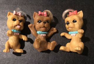 Rare Vtg Mattel Luv Me 3 Barbie’s Pet Yorkie Dogs Mini Pets (b17)
