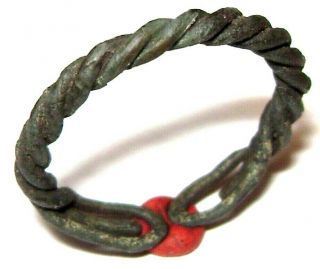 Ancient Rare Twisted Vikings Age Bronze Finger Ring.  Kievan Rus.