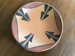 Rare Vtg Native American Indian Hopi Pottery Plate W Arrow Designs