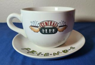 Friends Tv Show Coffee Cup With Saucer 1996 Warner Bros Central Perk Mug Rare