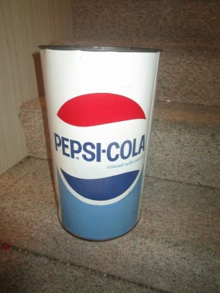 Vintage Pepsi Cola Metal Garbage Can Rare