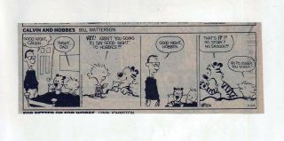 Calvin And Hobbes By Bill Watterson - Rare 5th Comic Strip - November 22,  1985