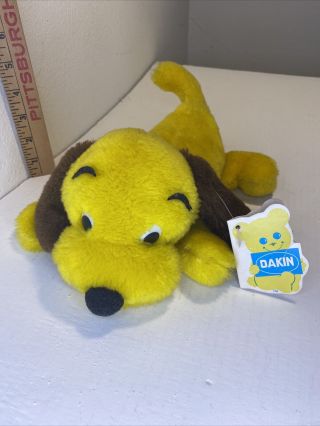 Dakin Drooper Dog Yellow Rare Color Plush Vintage 1971 Bean Bag Tag