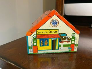 Rare Vintage Wyandotte Toys Service Station 2 Car Garage Tin Litho 11331