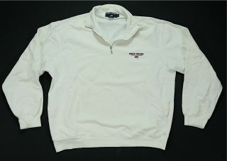 Rare Vintage Polo Sport Ralph Lauren Spell Out Usa Flag 1/4 Zip Sweatshirt 90s L