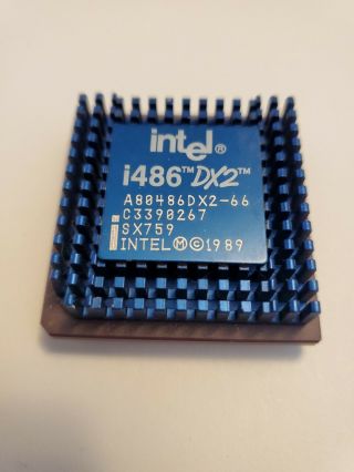 Intel 486 Dx2 66mhz Blue Heatsink A80486dx2 - 66 Sx759 Rocessor Rare