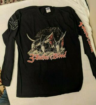 3 Inches Of Blood Shirt Large Black Long Sleeve Heavy Metal Vintage Rare