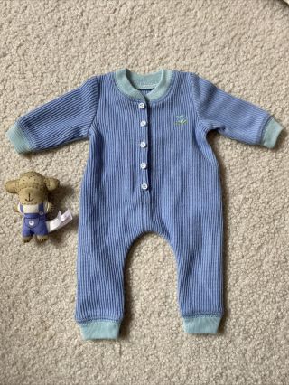 American Girl Bitty Baby Twins Boy Union Suit & Monkey Blue Pajamas Retired Rare