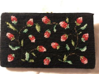 Grandmas Estate Rare Gobelin Rosebud Needlepoint Tapestry Wallet Z001