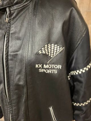 RARE 90s VINTAGE KARL KANI SPORT LEATHER JACKET MEN ' S SZ XL RACING MOTOR CLUB 2
