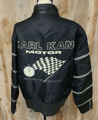 RARE 90s VINTAGE KARL KANI SPORT LEATHER JACKET MEN ' S SZ XL RACING MOTOR CLUB 3