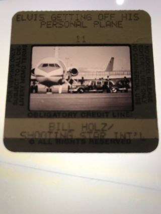 35mm Slide Elvis Presley Very Rare Getting Off Private Airplane B And W