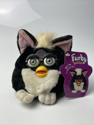 Rare Vintage 1999 Furby Buddies Tiger Beanbag Plush Toy “good Joke” Grey Eyes