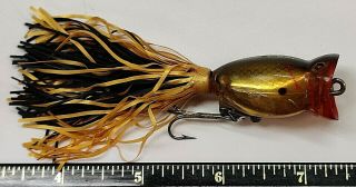 Vintage Rare Arbogast Hula Popper,  1.  5 In,  Clear Amber/reflective Chrome Insert