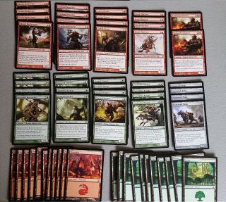 60 Card Deck - Red Green Allies - Ready To Play - Rare Cards - Magic Mtg Ftg
