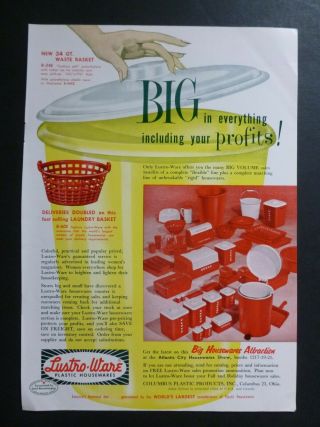 Rare Vtg 1956 Dealer Ad – Lustro Ware Red Kitchen Canister Set Bread Cookie 50’s