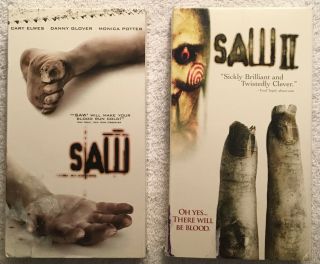 Saw 1 & 2 (vhs,  2004,  2005) Horror Gore Blood Twisted Rare Oop Htf