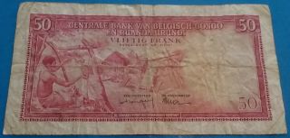 1957 RWANDA Ruanda Urundi Belgian Congo 50 Franc RARE Banknote Currency Money 2