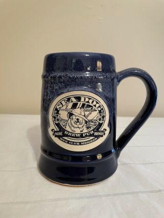 Rare Sea Dog Brewing Co Nixs Mug Club Large Blue Beer Stein Pottery Glass