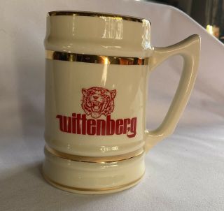 Wittenberg University Vintage Stein Mug Rare Tiger W.  C.  Bunting Usa Beige & Gold