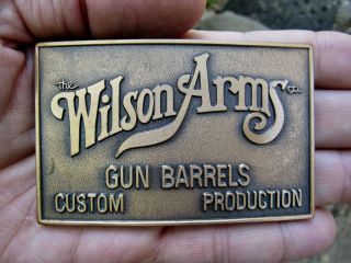 Vtg Wilson Arms Belt Buckle Gun Barrels Pistol Rifle Bradford Ct Brass Rare Vg,