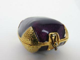 Mike & Ally Trinket Box Purple Enamel Gold Cushion Domed Vintage Rare Piece