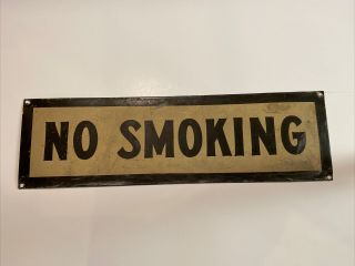 Vintage Antique Painted Metal No Smoking Sign 24”x7” Rare